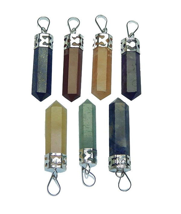 Seven Chakra Pencil Pendant Set - Healing Crystals India