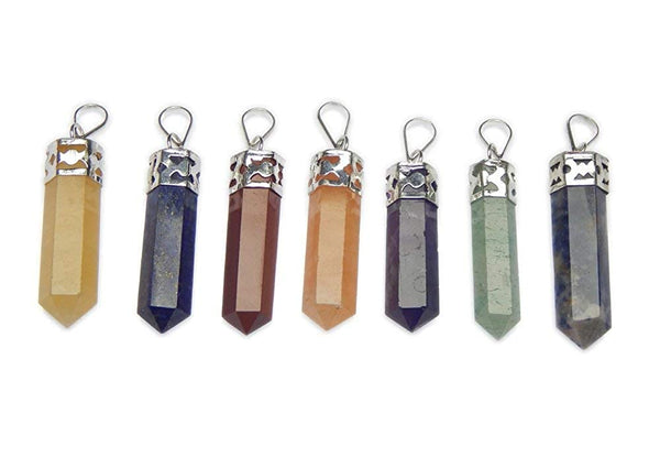 Seven Chakra Pencil Pendant Set - Healing Crystals India