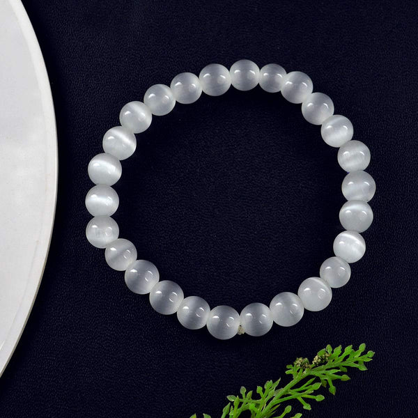 White Selenite Bracelet 10 mm - Healing Crystals India