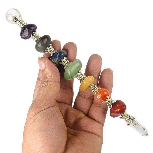 Seven Chakra Tumble Wand 6 Inches - Healing Crystals India