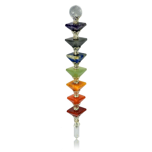 Seven Chakra Pyramid Wand 6 Inches - Healing Crystals India