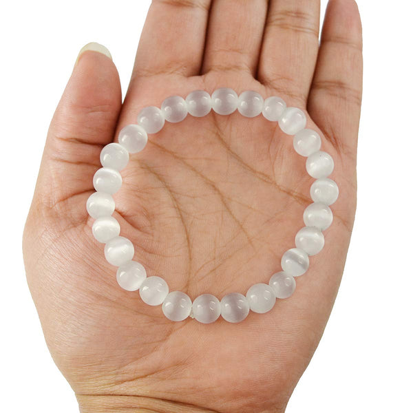 White Selenite Bracelet 10 mm - Healing Crystals India