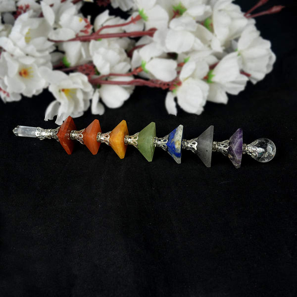 Seven Chakra Pyramid Wand 6 Inches - Healing Crystals India