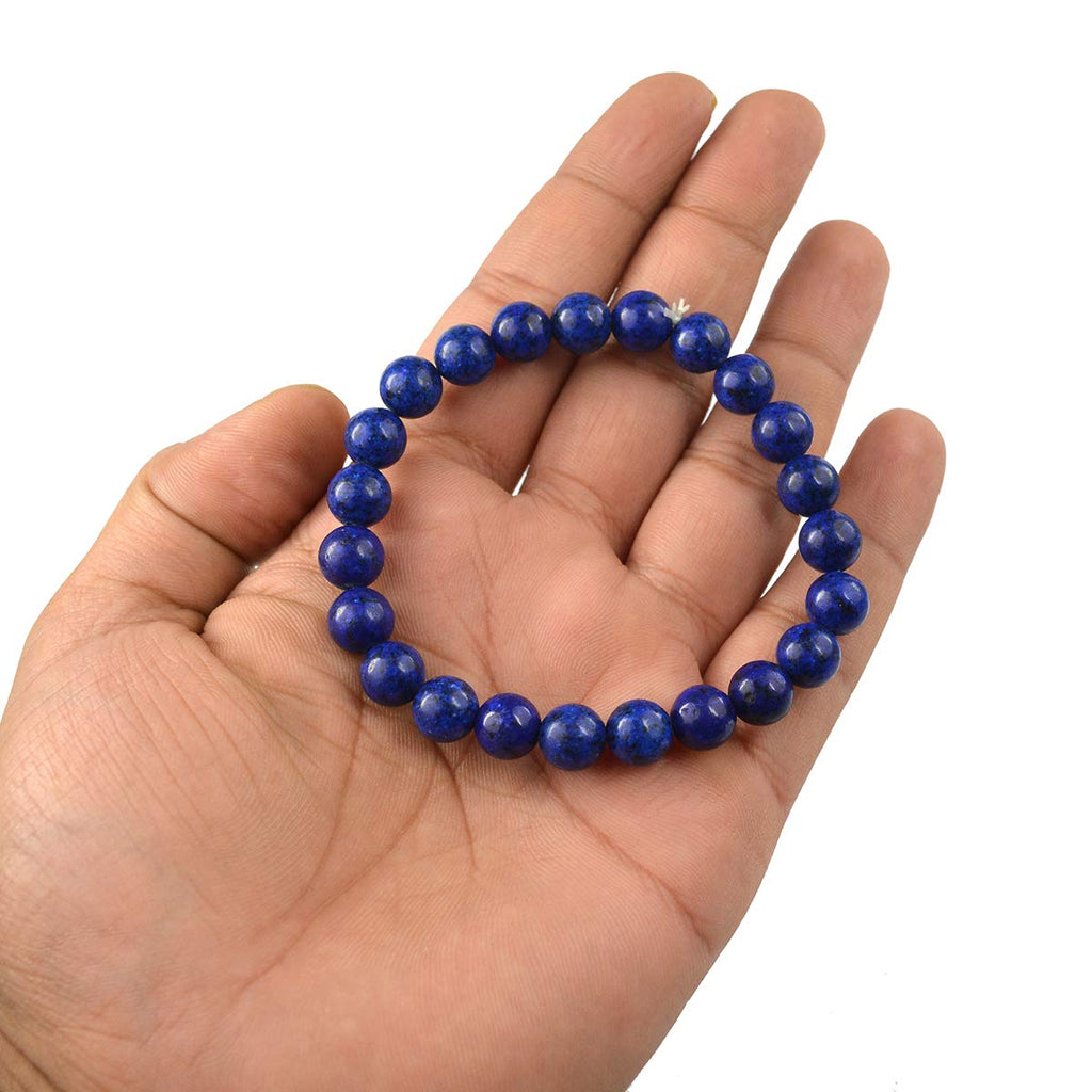 Lapis Lazuli Gemstone Bracelet with Capricorn Sun Sign Pendant  Capricorn  Zodiac Pendant  Makar Rashi Pendant  Rudraksham