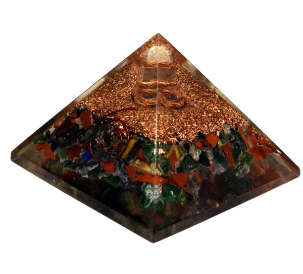 Seven Chakra Orgone Mix Pyramid 2.5 Inches - Healing Crystals India