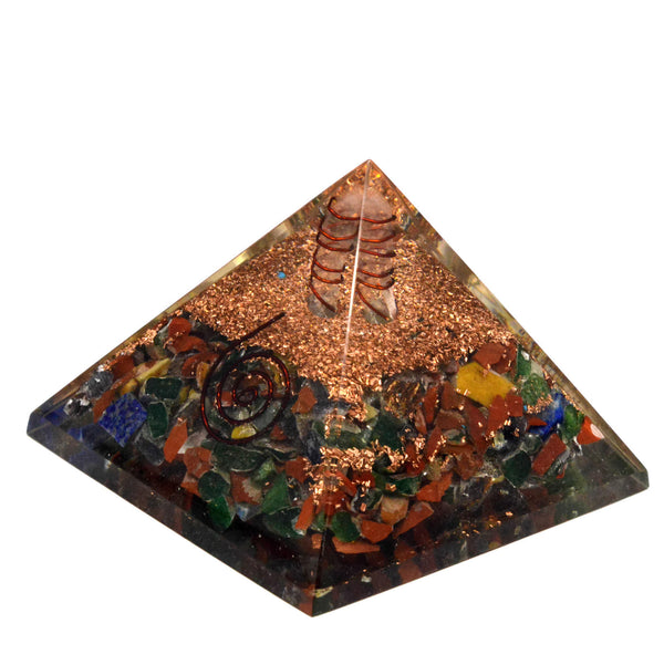 Seven Chakra Orgone Mix Pyramid 2.5 Inches - Healing Crystals India