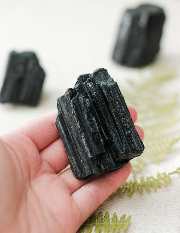 Black Tourmaline 3 Piece Raw Stone 2 Inches - Healing Crystals India