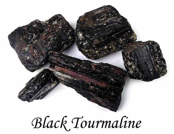 Black Tourmaline 5 Piece Raw Stone 2 Inches - Healing Crystals India