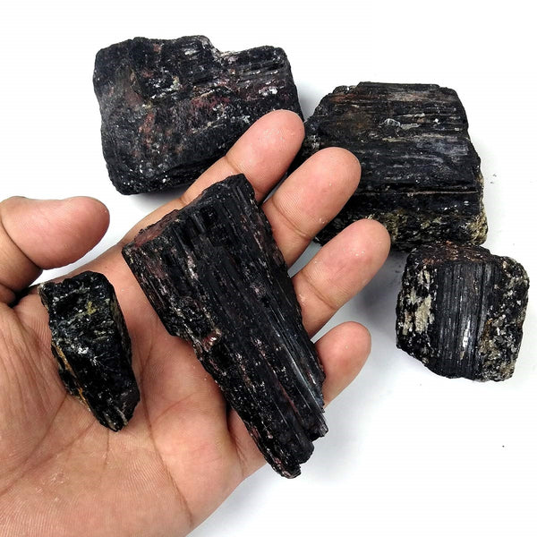 Black Tourmaline 3 Piece Raw Stone 2 Inches - Healing Crystals India