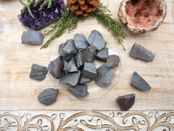 Hematite 3 Piece Raw Stone 2 Inches - Healing Crystals India