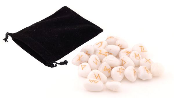 White Agate Tumbled Runes - Healing Crystals India