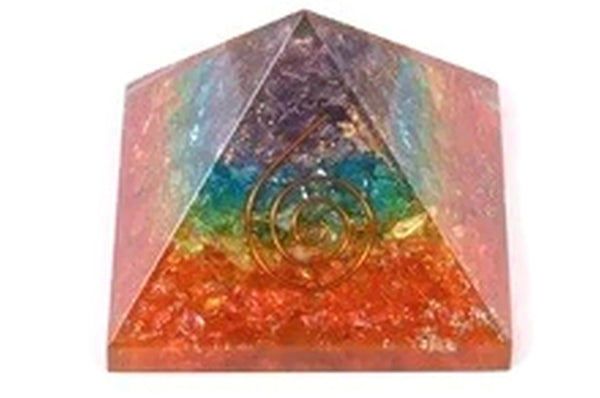 Seven Chakra Orgone Pyramid 2 Inches - Healing Crystals India