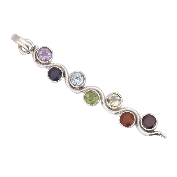 Seven Chakra Silver Pendant - Healing Crystals India