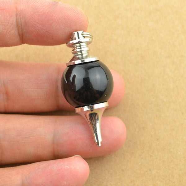 Black Agate Ball Pendulum - Healing Crystals India