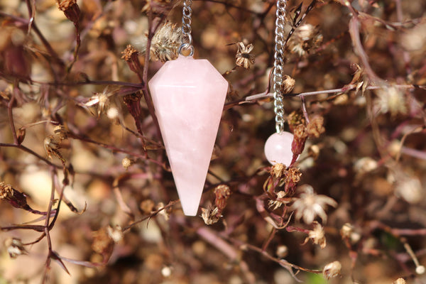 Rose Quartz 6 Faceted Pendulam - Healing Crystals India