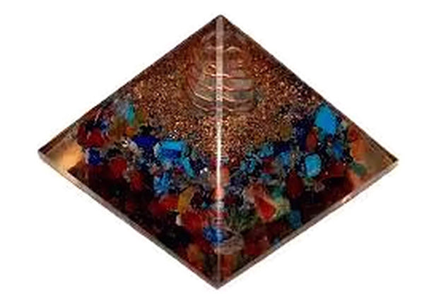 Seven Chakra Orgone Mix Pyramid 2.5 Inches - Healing Crystals India